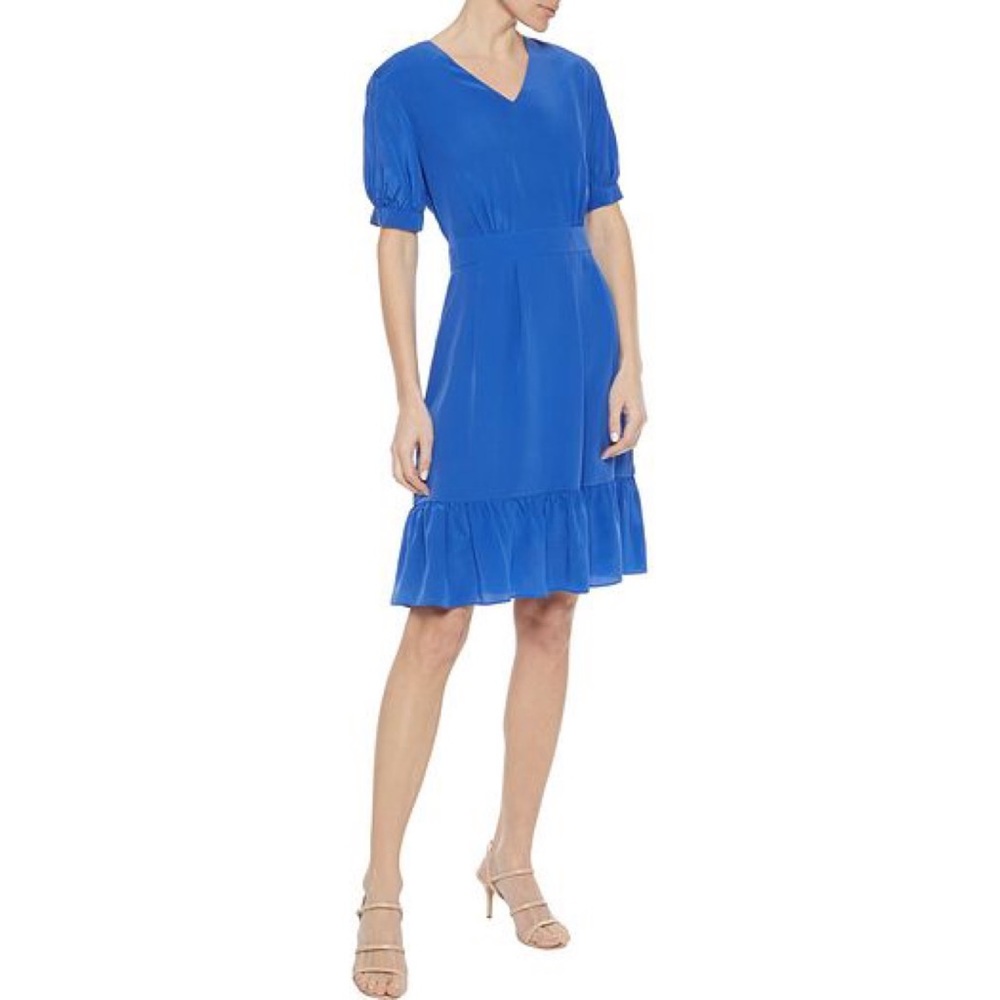 Iris & Ink Bougainvillea Ruffled Silk Crepe de Chine Dress